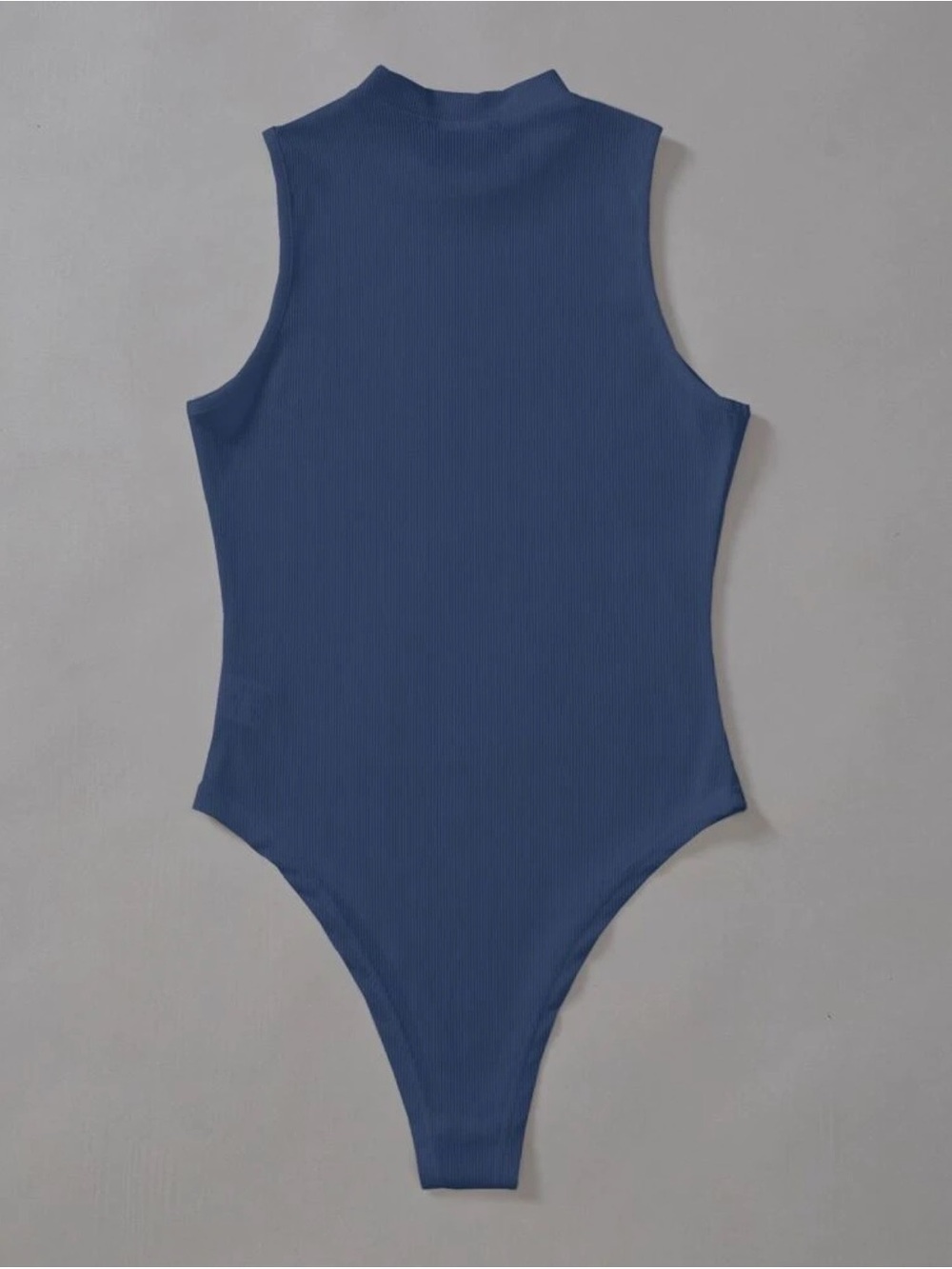 Sleeveless Ribbed One-Piece Bodysuit - Indigo Blue
